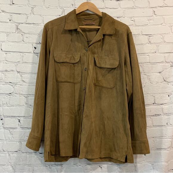Vintage Golden Bear San Francisco Leather Long Sleeve Button Up Western Shacket - Picture 1 of 7